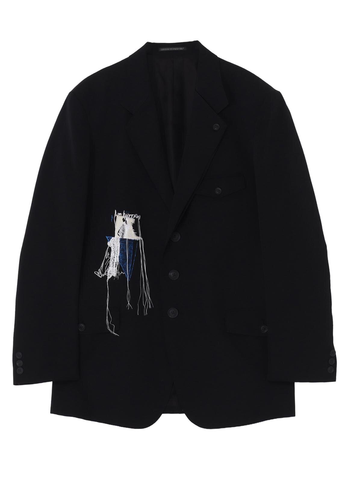 ヨウジヤマモト“翼を広げるカラス”プリントのウールコート＆手描き