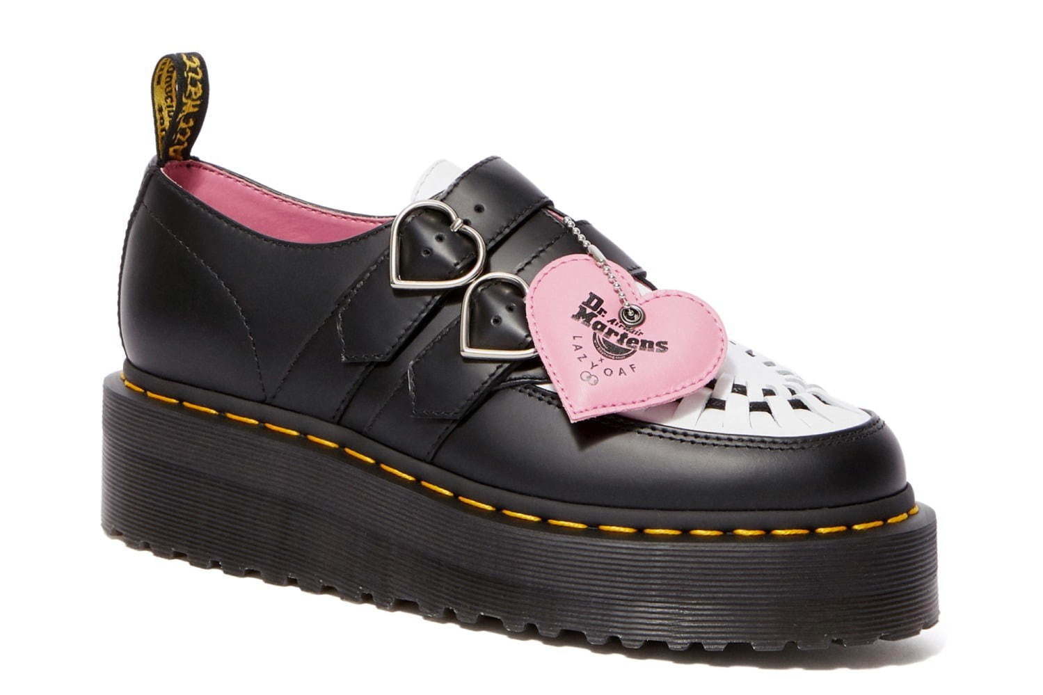 ドクターマーチン×レイジー・オーフの厚底シューズ“ハート”バックルの