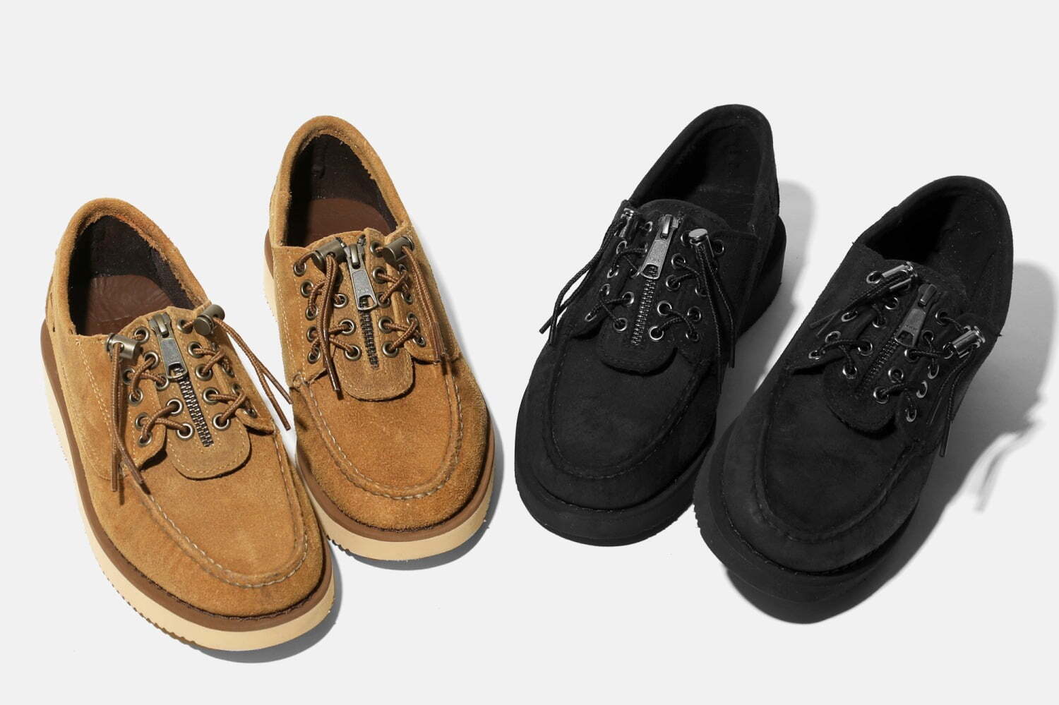 エンジニアド ガーメンツ×セバゴのレザーシューズ“左右非対称”型押し
