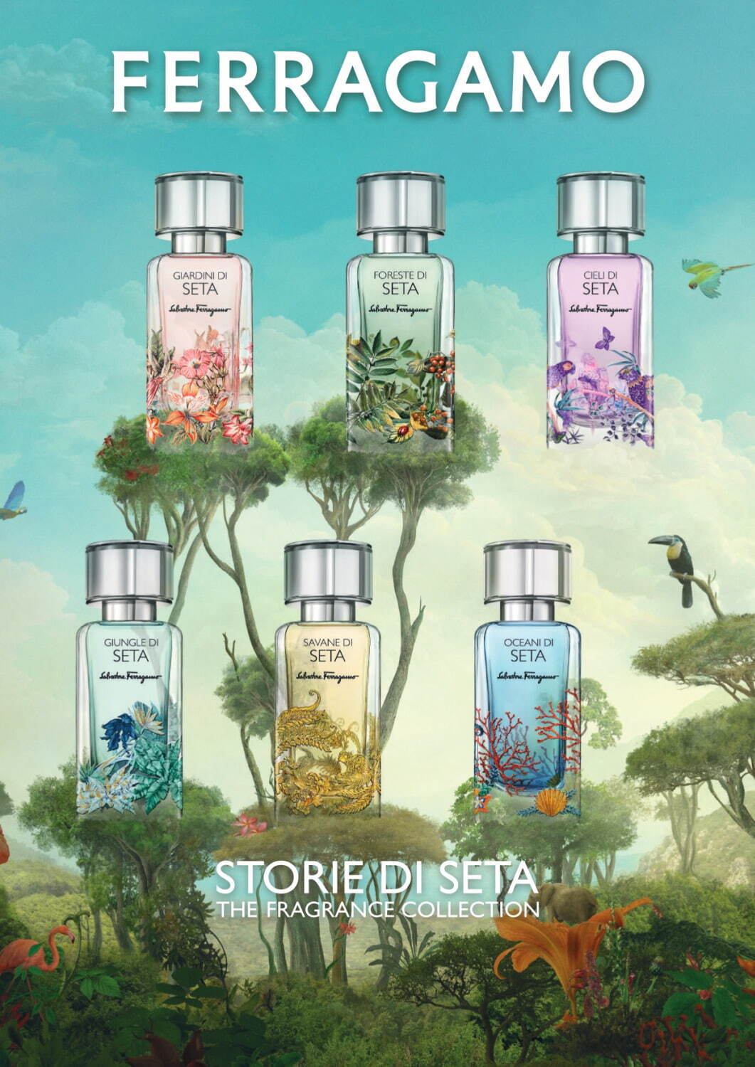 フェラガモ、シルク着想“重ねて楽しむ”香水「ストリエ ディ セタ」に