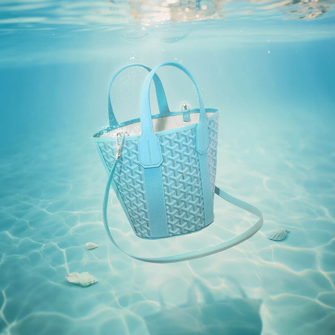 ゴヤール“タツノオトシゴ刺繍”限定トートバッグ、ターコイズカラーの