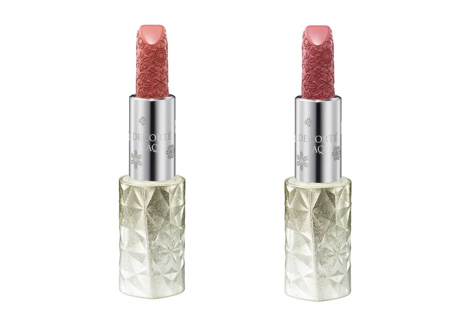 コスメデコルテ「AQ」24年クリスマスコスメ、“花々が舞う”彫刻入りの