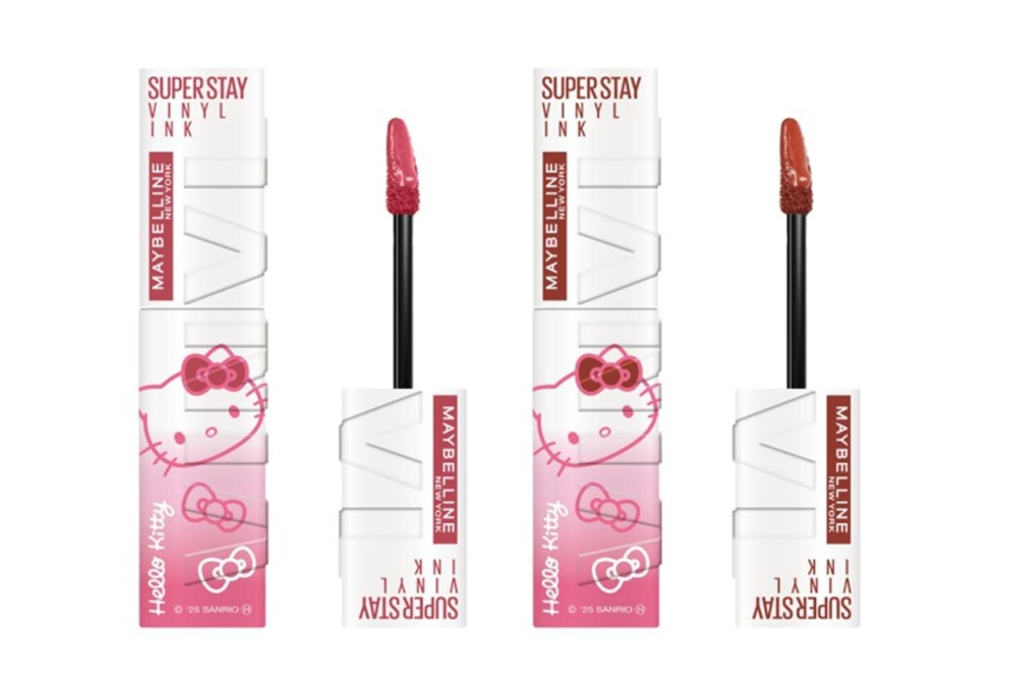 メイベリン×サンリオ「ハローキティ」25年冬コスメ、“ピンクリボン