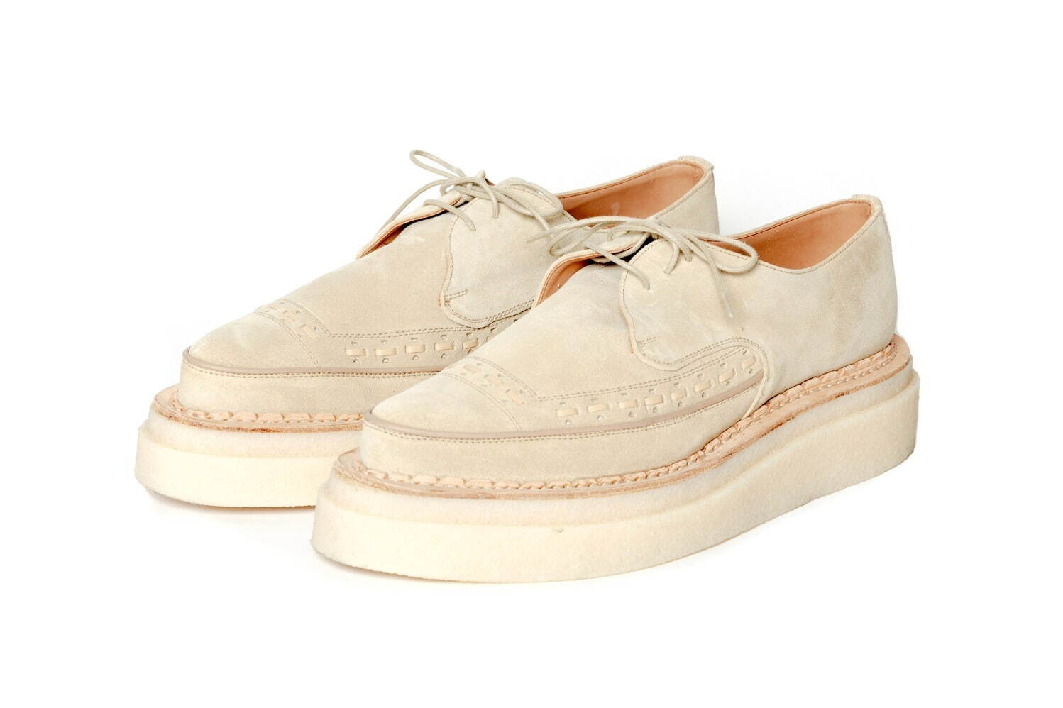 sacai×ジョージコックス“厚底”ダブルソールシューズ、アッパーに