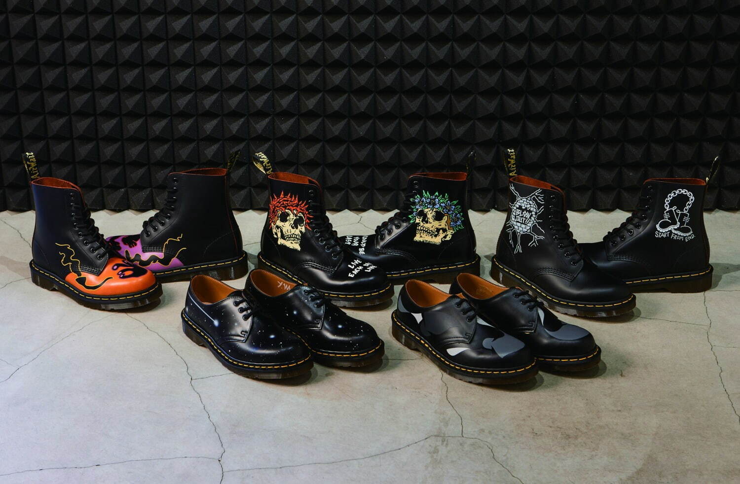 ドクターマーチン×5名のアーティスト、8ホールブーツ＆3ホールシューズ