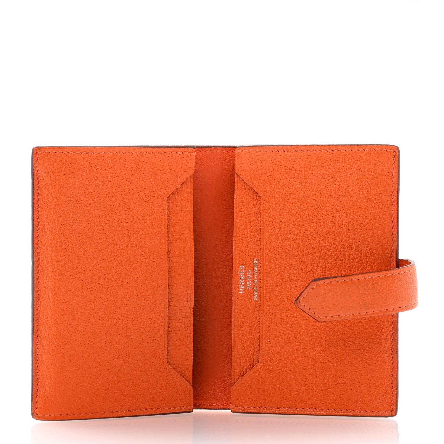Hermes Chevre Mysore Bearn Card Holder Wallet Orange 1603517