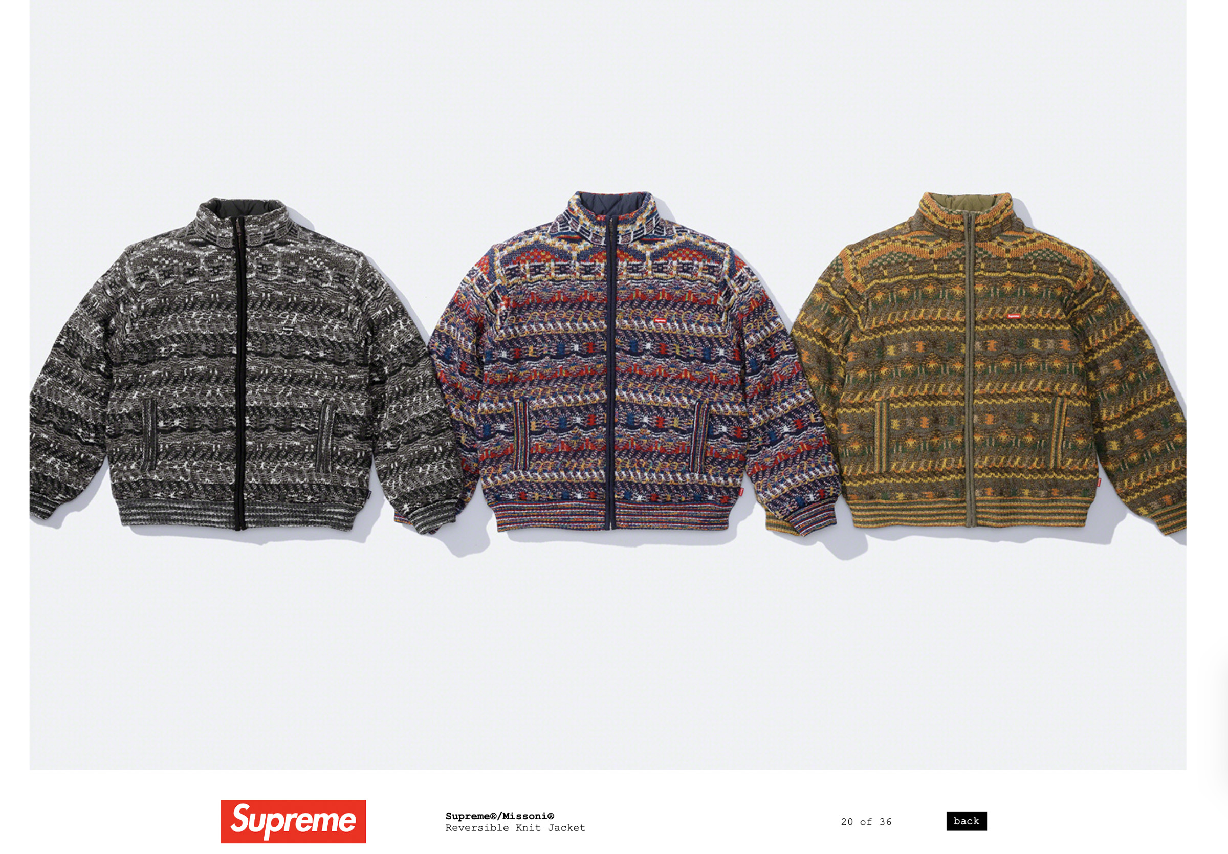 シュプリームがミッソーニとのコラボアイテム発売、リバーシブルの