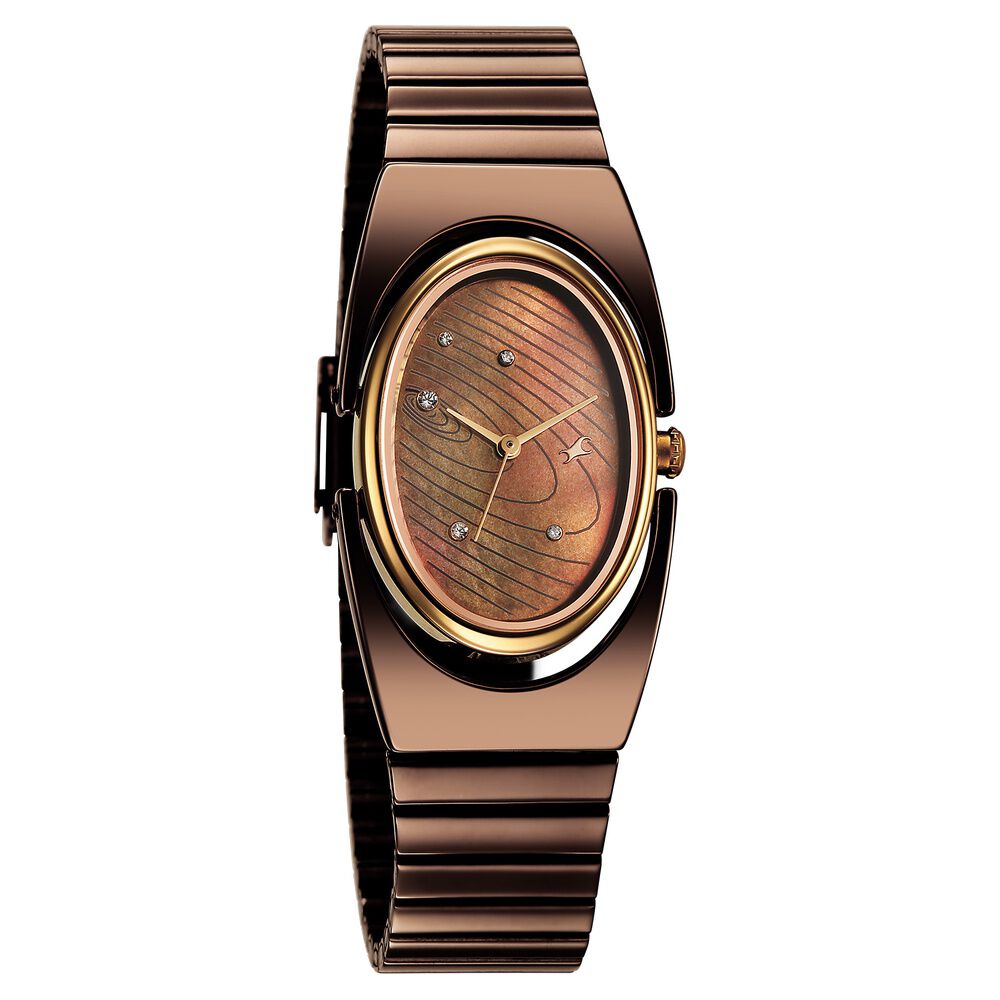 Buy Online Fastrack UFO Quartz Analog Brown Mother Of Pearl Dial