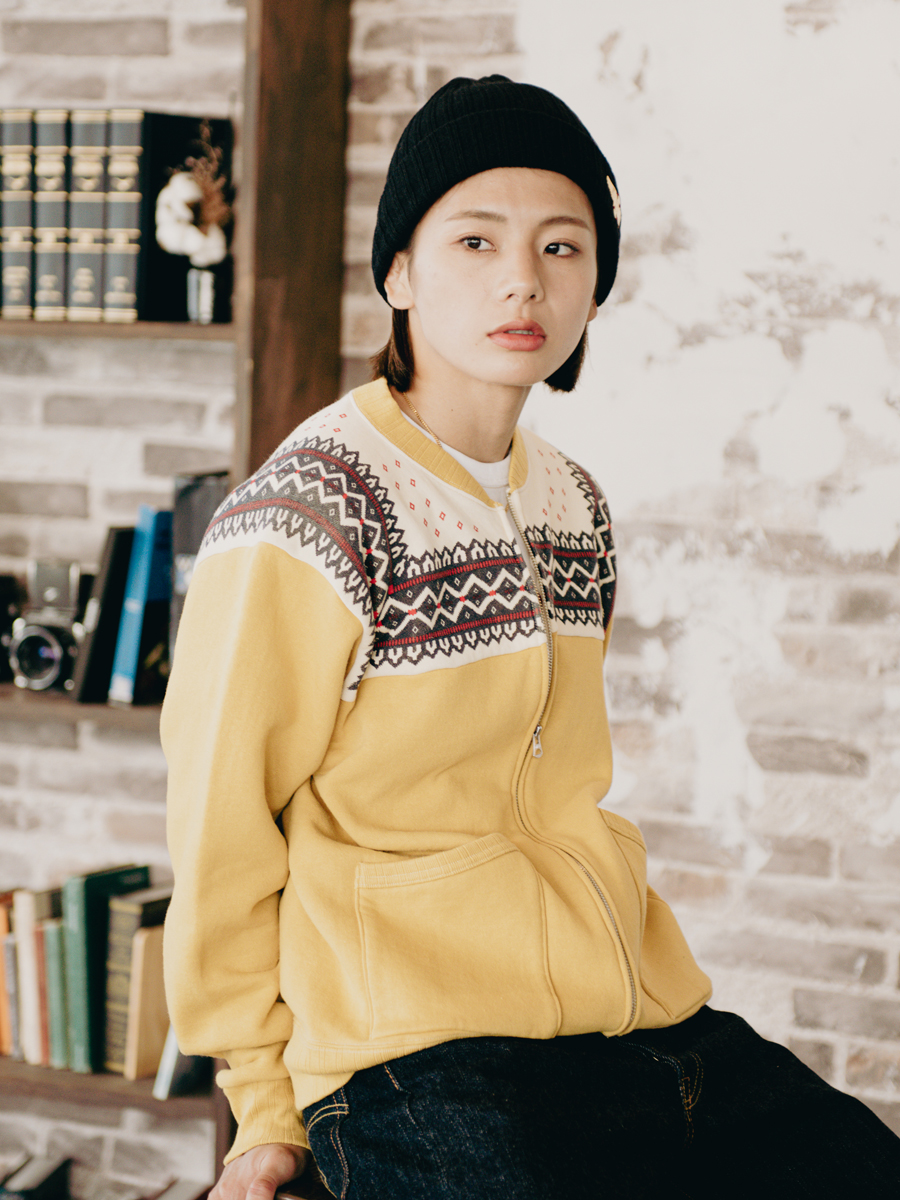 雪柄フルジップスウェット 裏起毛 FN-MSZ-211 | THE FLAT HEAD