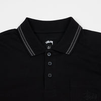 Stussy Dillon Long Sleeve Polo Shirt - Black | Flatspot