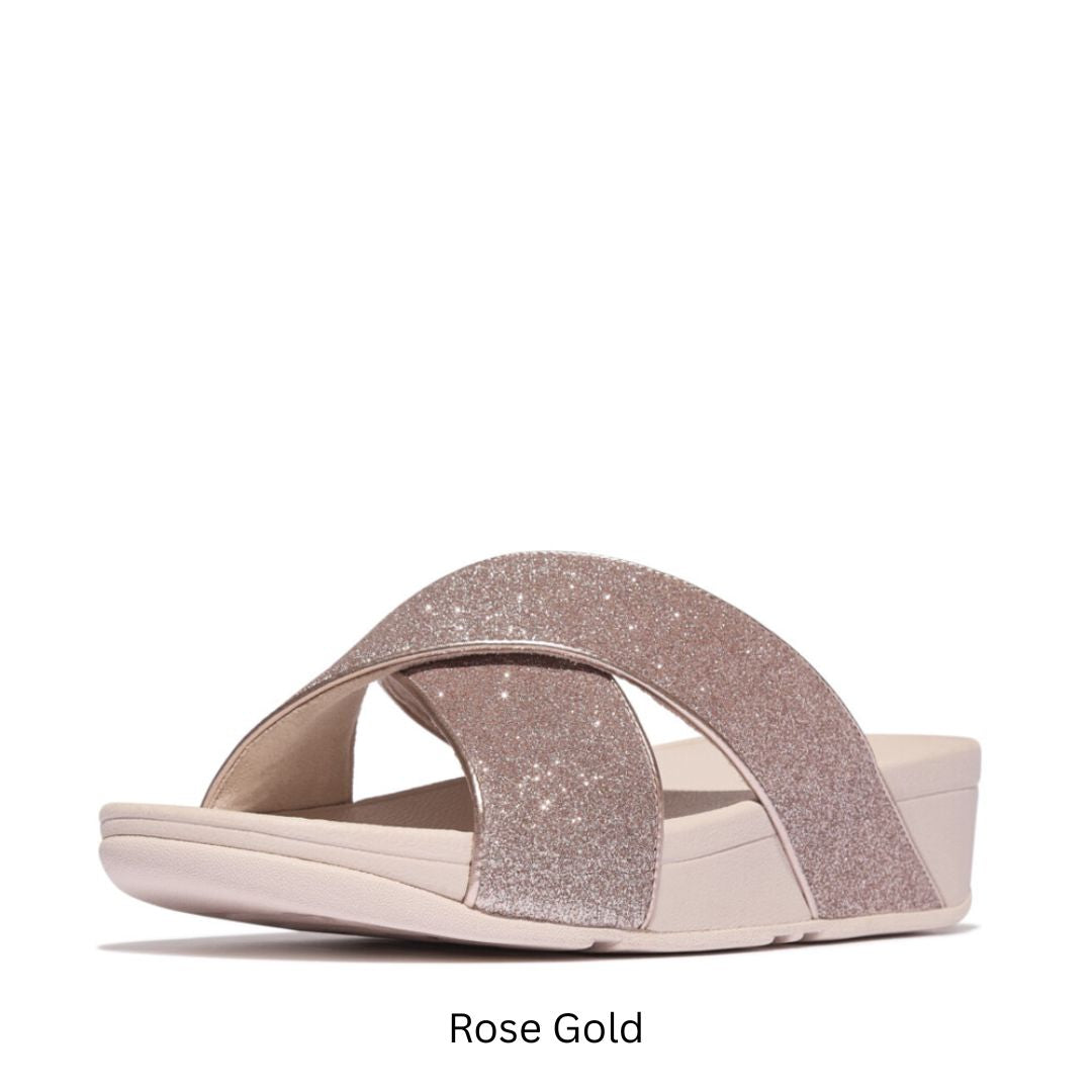 LULU GLITTERDUST CROSS SLIDES｜fitflop(フィットフロップ)公式