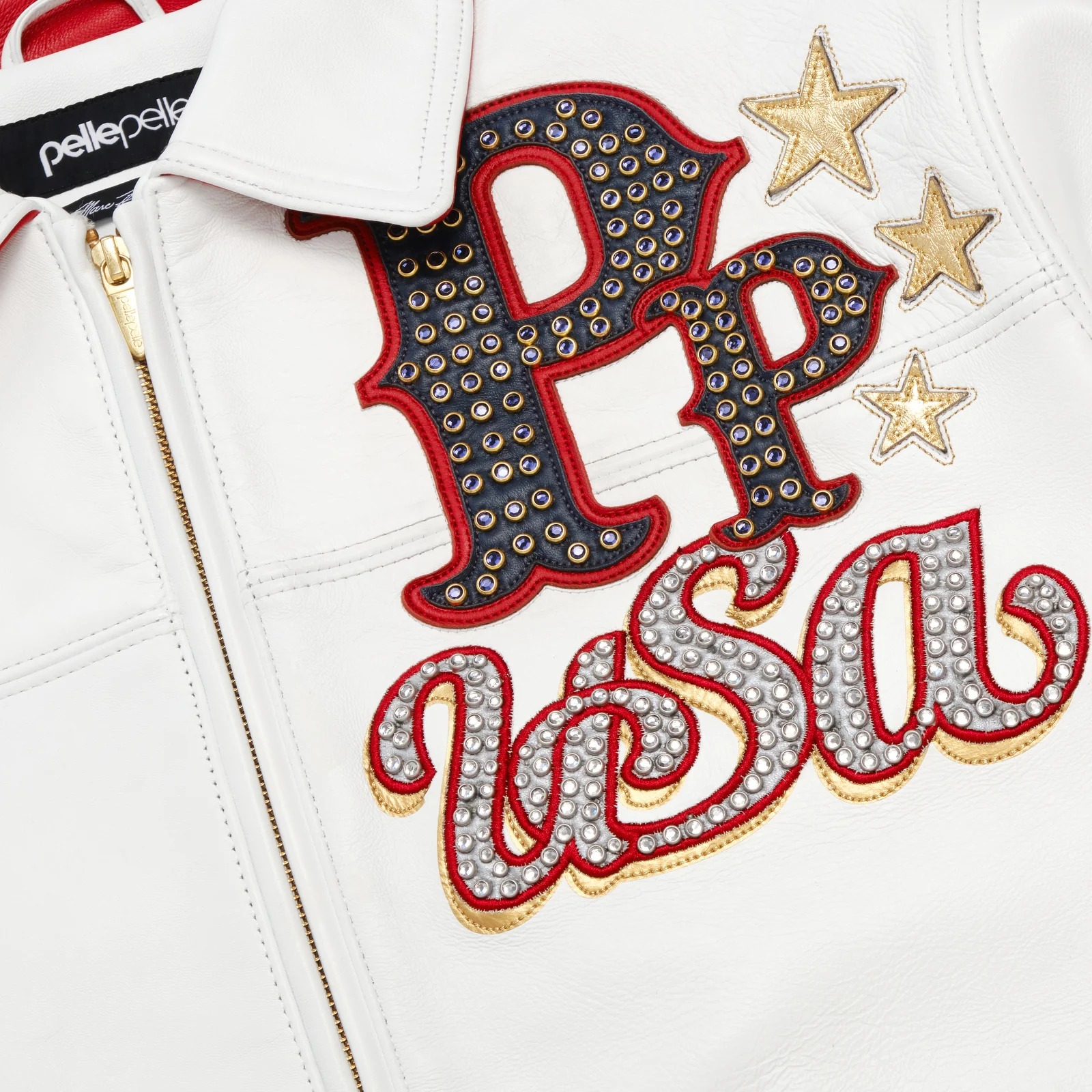 Pelle Pelle White Leather Jacket - Stars And Stripes Jacket