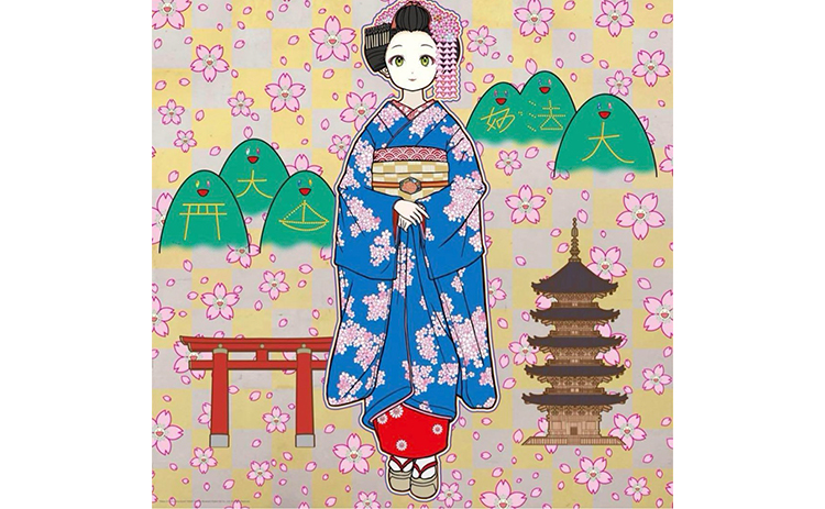 京都の舞妓さん青に桜』村上隆 | 絵画・アート販売 ギャラリー