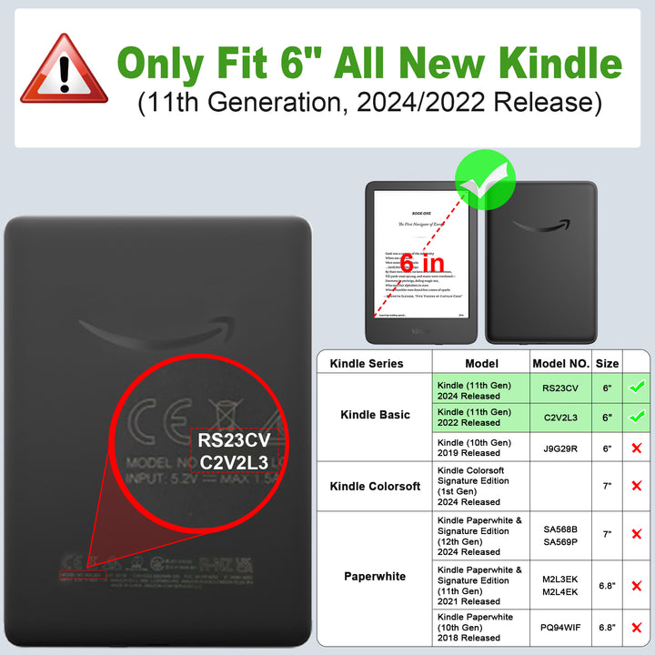 Kindle (11th Gen 2022) Vegan Leather Sleeve Case – Fintie