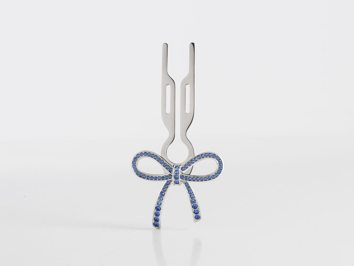 Nº1 HAIRPIN Ribbon | Sapphire Blue Swarovski® Crystals | White