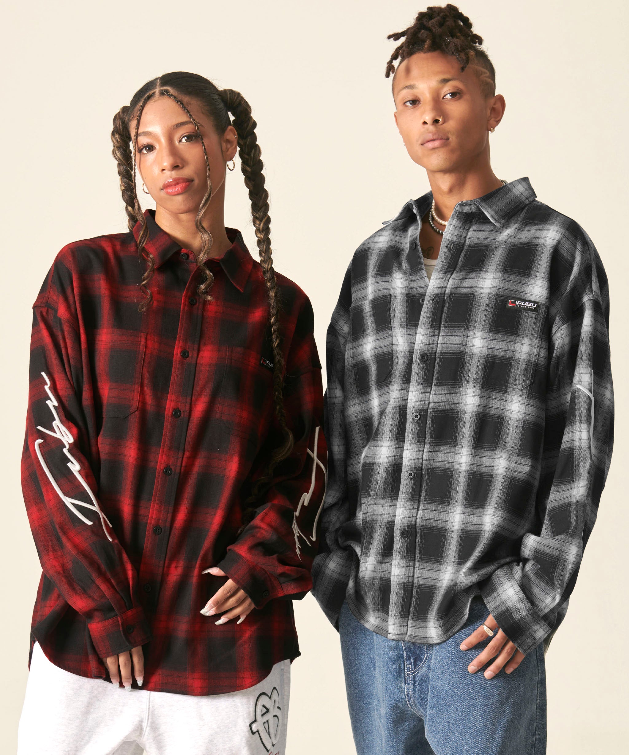 FUBU フブ トップス 長袖チェックシャツ 。FUBUはアメリカの代表的な