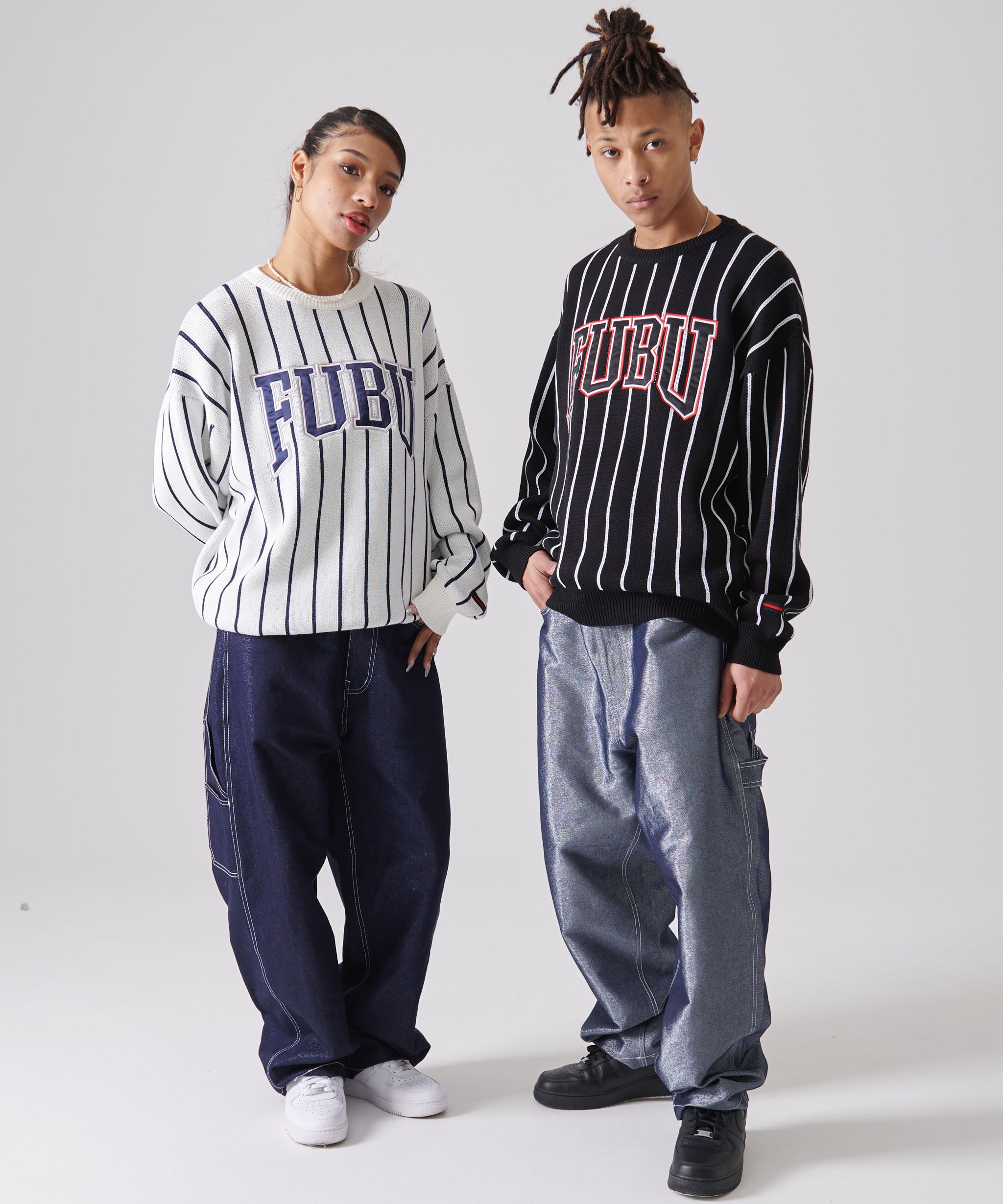 FUBU フブ トップス ストライプ ニット セーター。FUBUはアメリカの