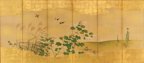 草花小禽図屏風 | 松村景文 | 収蔵品詳細 | 作品を知る | 東京富士