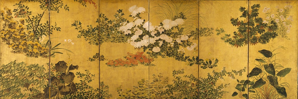 四季草花図屏風 | 伝 俵屋宗雪 | 収蔵品詳細 | 作品を知る | 東京富士