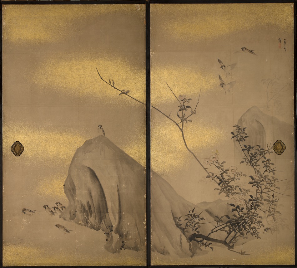 雀に薔薇図 | 長澤蘆雪 | 収蔵品詳細 | 作品を知る | 東京富士美術館