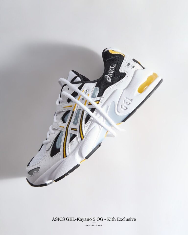 KITH 限定！ASICS GEL-KAYANO 5 OG “White/Saffron” “White/Black