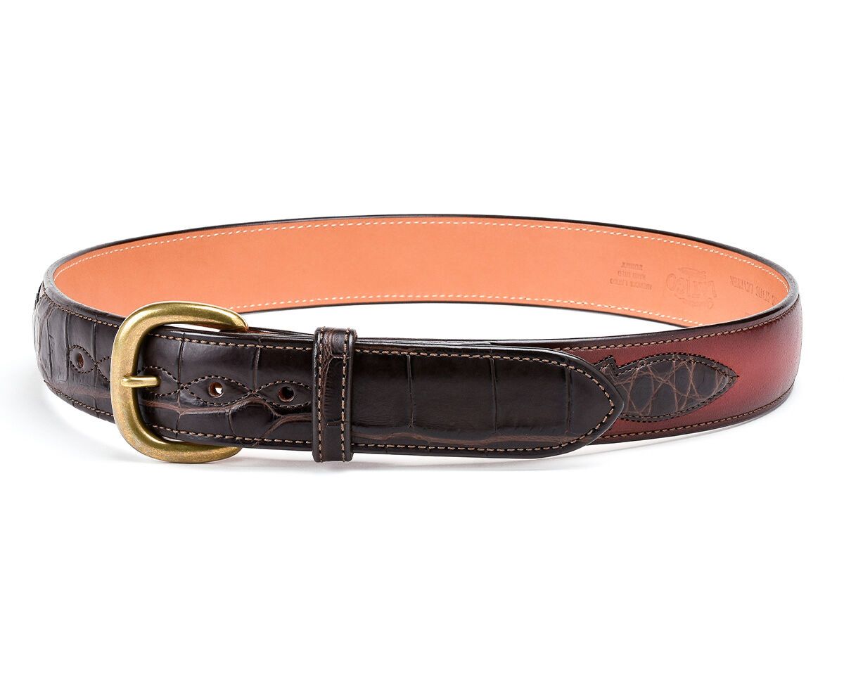 1-1/2″Straight 1″ Semi Double Crocodile / Hand Dye Latigo Leather