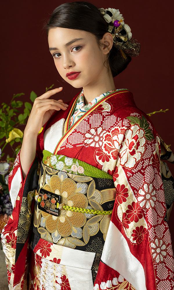 金彩入り手絞り友禅/赤｜伝統古典 【菊京屋】振袖レンタル 成人式 逸品振袖