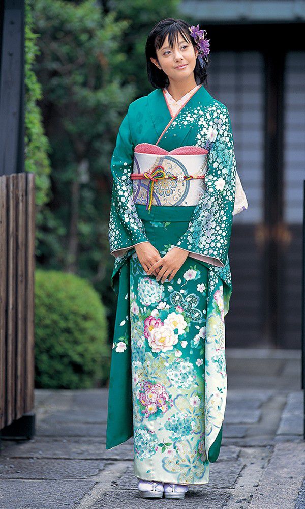 京友禅振袖・緑色・エメラルドグリーン┃格安お得振袖【菊京屋】