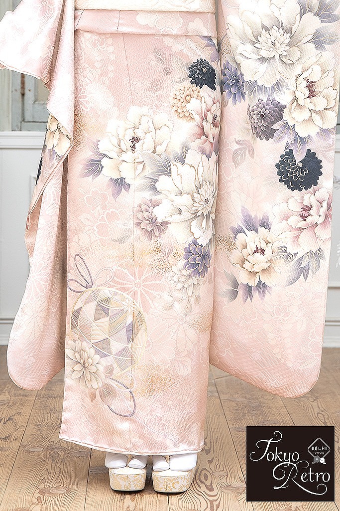 くすみ古典 くすみピンク/ミスティカラー 牡丹柄/毬柄 華やか 上品