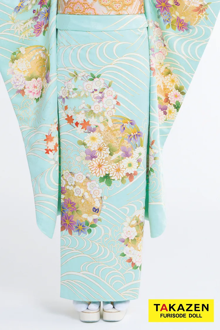 プレミアム古典 吉澤織物/最高級金彩手描友禅 水色 さわやか 綺麗 透明