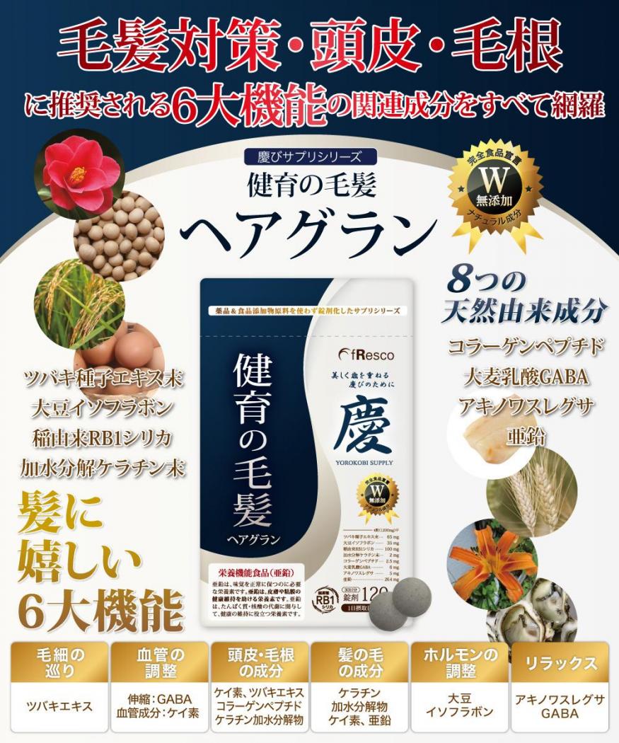 公式】ヘアグラン ～健育の毛髪～／稲由来・植物性ケイ素 RB1シリカ