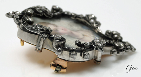 アン女王のミニアチュール（細密画） ブローチ アンティークジュエリー