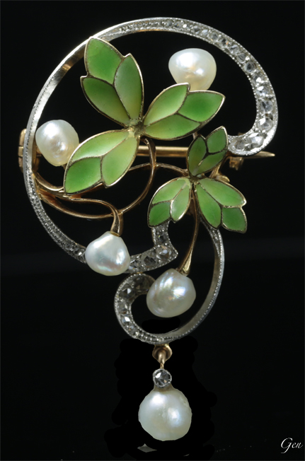 アールヌーボー プリカジュール・エナメル ブローチ アンティーク