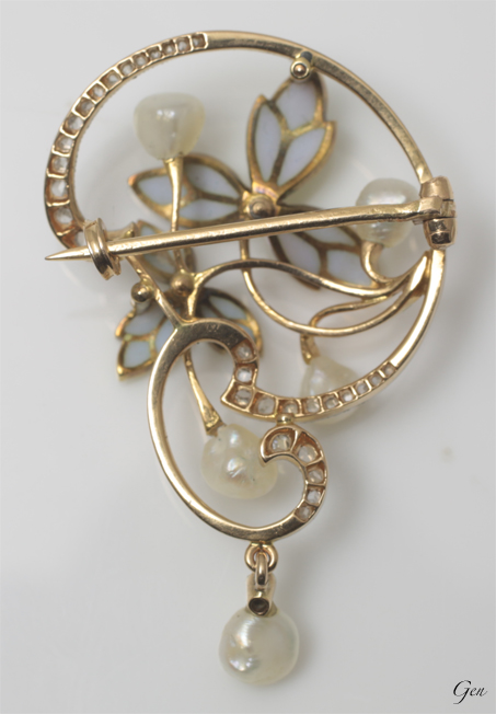 アールヌーボー プリカジュール・エナメル ブローチ アンティーク