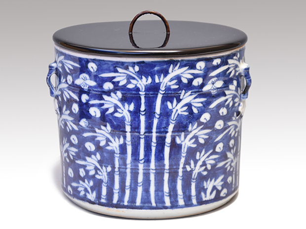 竹文染付水指 清朝末頃 耳付 | 古美術ささき