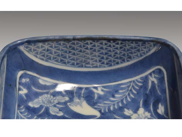 古伊万里染付鷺文四方向付 7客 江戸時代後期頃 | 古美術ささき