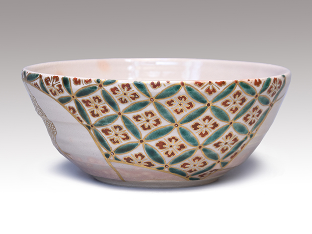 御本着彩鶏鉢 五代 清水六兵衛（作） 共箱 | 古美術ささき