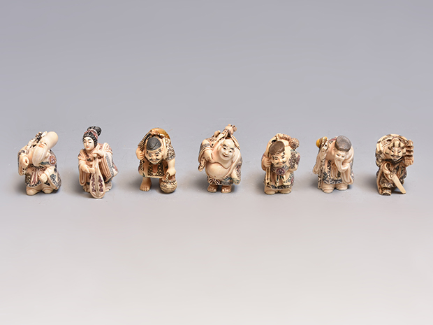 象牙製 七福神根付 銘有 | 古美術ささき