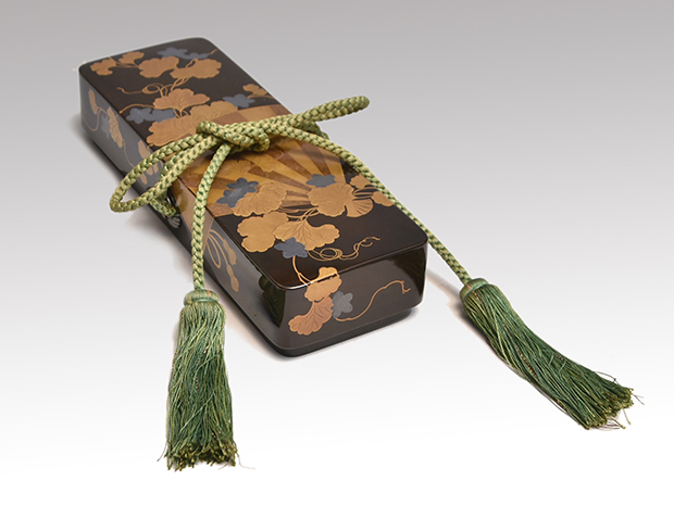 昼顔に扇蒔絵文箱 内側は梨地 江戸後期頃 | 古美術ささき