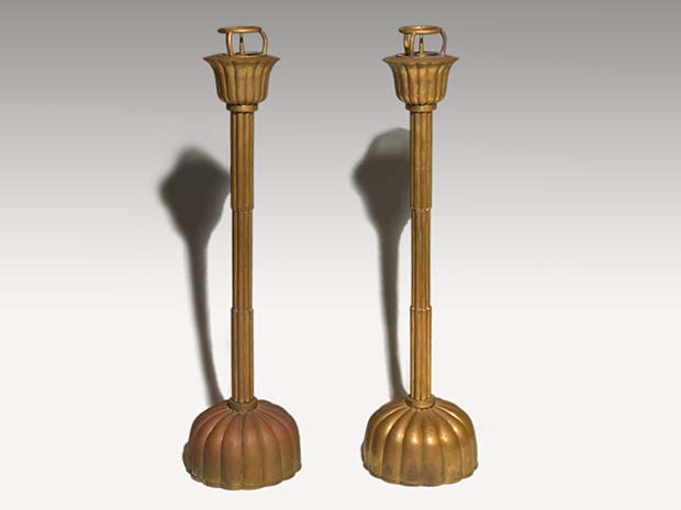 菊型燭台 一対(2個) 江戸末頃 | 古美術ささき