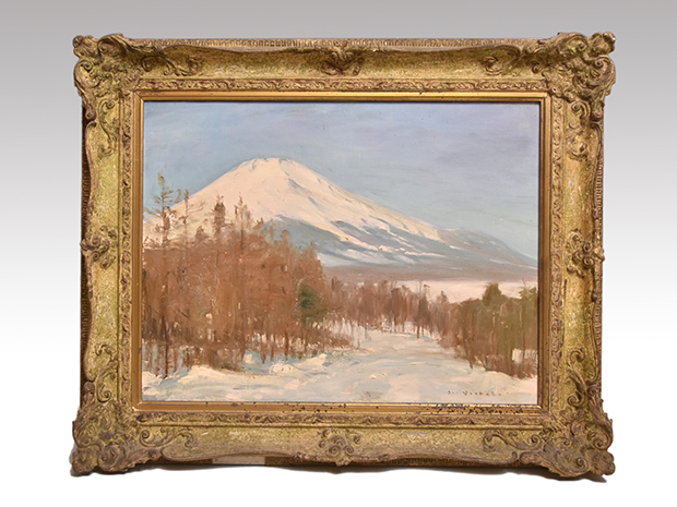 刑部人 油彩画「富士(山中湖畔にて)」F15号 裏書有 元額 | 古美術ささき