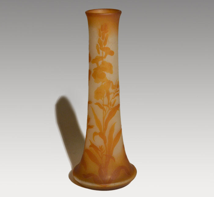 Galle ガレ 花文 大型花瓶 酸化腐食彫 1900年代初頭 | 古美術ささき