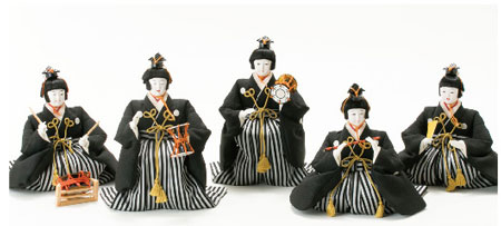 雛人形・京八番親王六寸(官女・五人囃子付)十人揃い焼桐三段飾り
