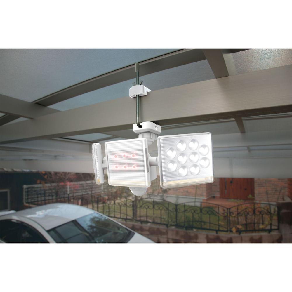 ムサシ フリーアーム高機能2灯式LEDセンサーライト 12W LED