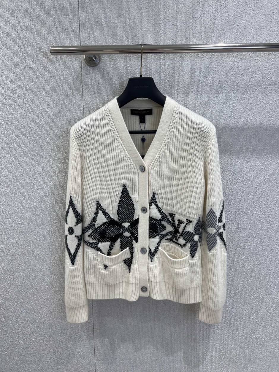 グラフィックニットカーディガン ルイ・ヴィトン ニット コピー Vネック