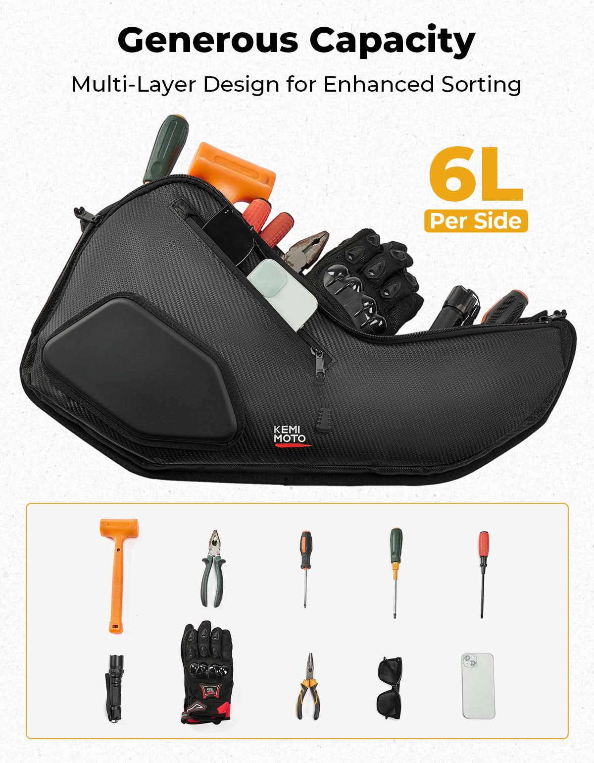 6 Q Front Door Bags with Knee Pads for 2025 Polaris RZR – Kemimoto