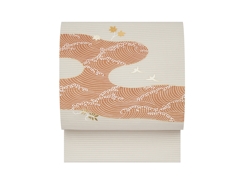 波に千鳥模様絽名古屋帯 志ま亀扱(A8526iU) 帯紹介