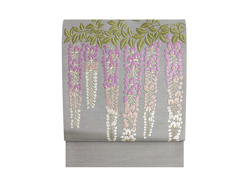 藤の花手刺繍開名古屋帯(m21_3130Yw)紹介