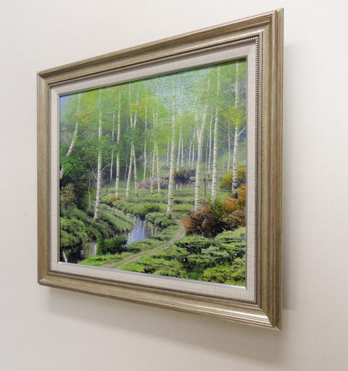 絵画 油絵 白樺林 （早瀬遼） 送料無料 【肉筆】【油絵】【日本の風景