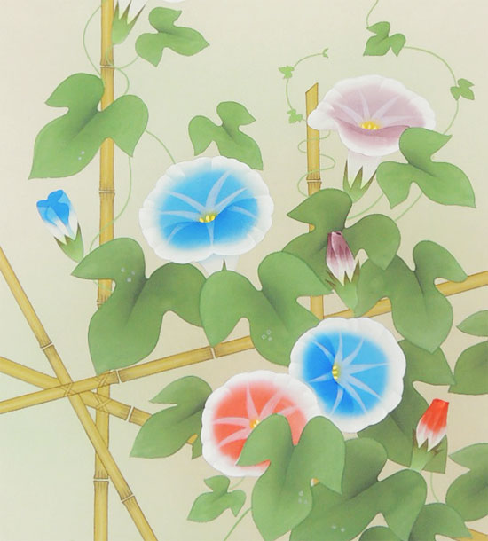 掛け軸 朝顔 (平松豊香) 送料無料 【掛軸】【一間床・半間床】【夏